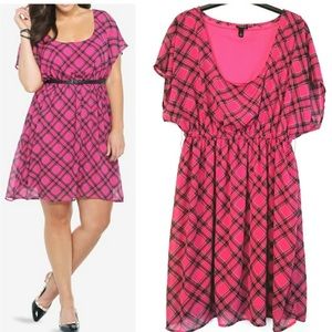Torrid Berry Plaid Chiffon Scoop Neck